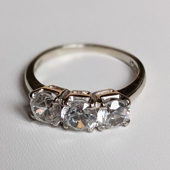 💎SOLD 14K Gold Trinity Ring 3 Carat Zirconia - Picture 2 of 5